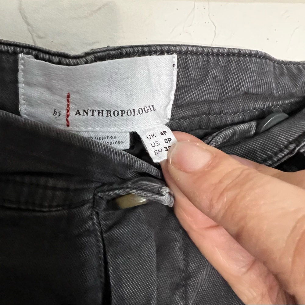 By Anthropologie Mid Rise Washed Black Wide Leg Pleated Trouser Pants - Picture 8 of 13